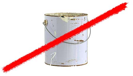 No Metal or Plastic Paint Cans Line striking through can of paint